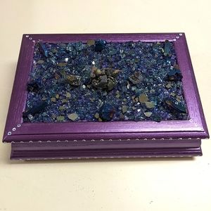Hand Painted Vintage Crystal Jewelry Box